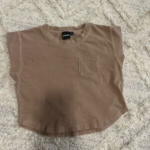 Brown Cropped Tee with Pocket